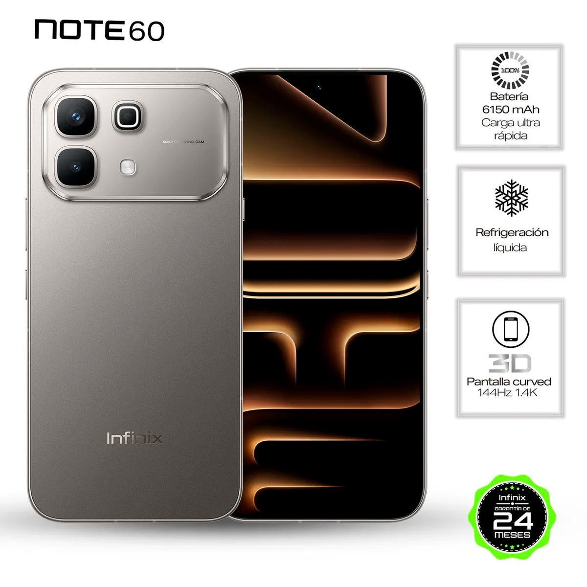 Celular Infinix Note 60 5G | 256GB 8GB RAM Batería 6500mAh AMOLED 144Hz