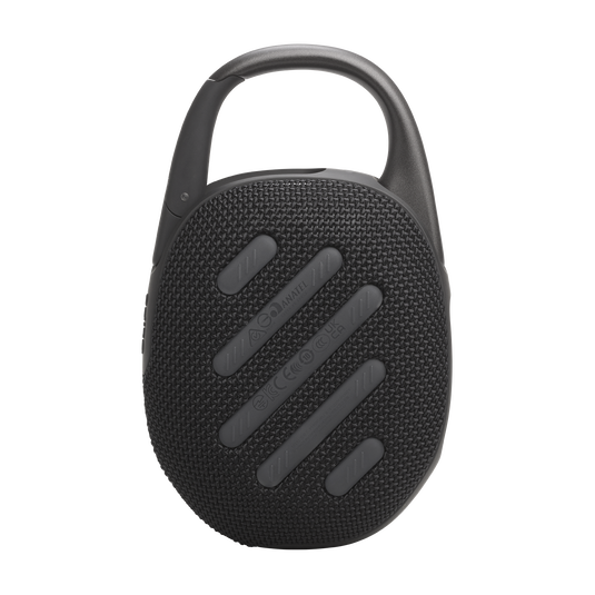 JBL Clip 5 vista trasera negra, diseño resistente IP67