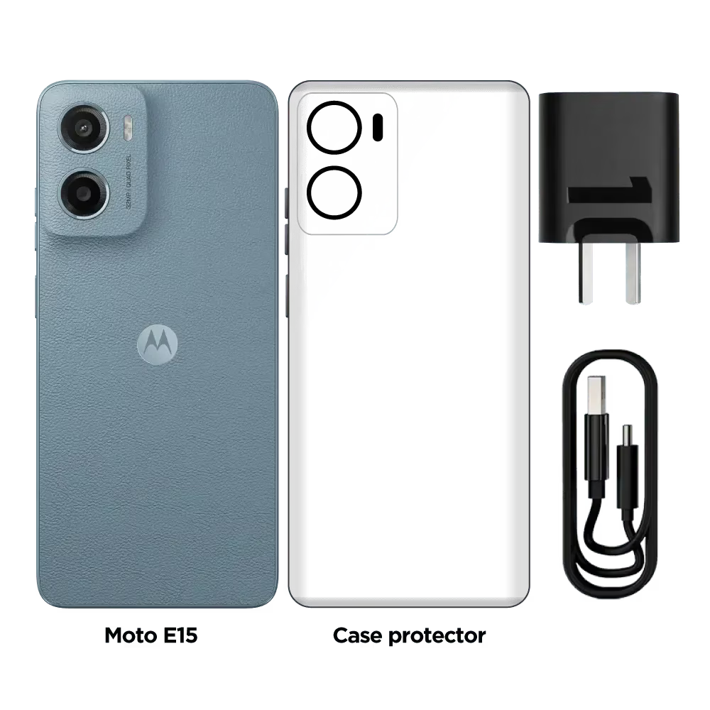 Celular Motorola Moto E15 | 64GB 2GB RAM Pantalla 90Hz Batería 5200mAh Cámara 32MP