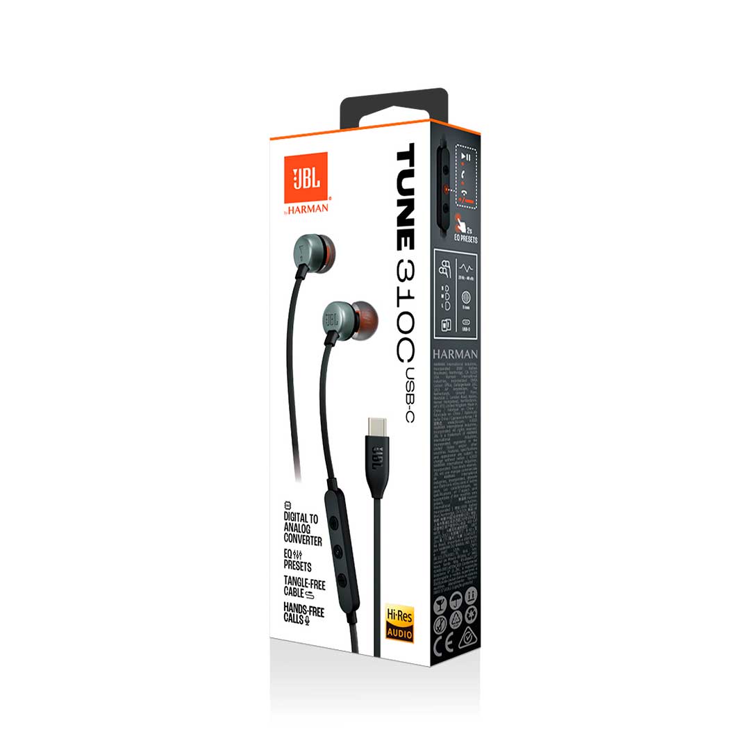 Auriculares con Cable JBL Tune 310C USB-C In-Ear | Hi-Res Audio Pure Bass Micrófono EQ