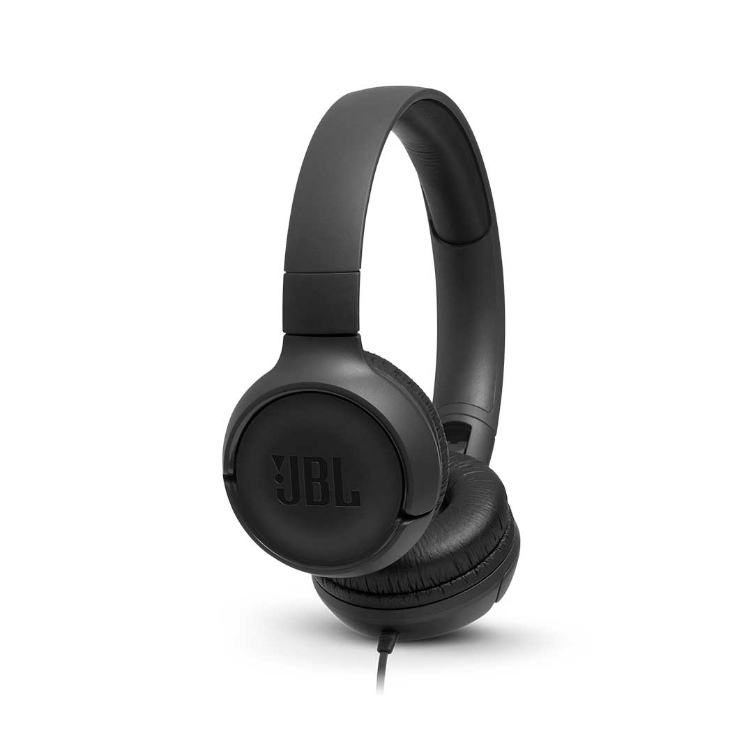 JBL Tune 500 vista trasera de la diadema y auriculares