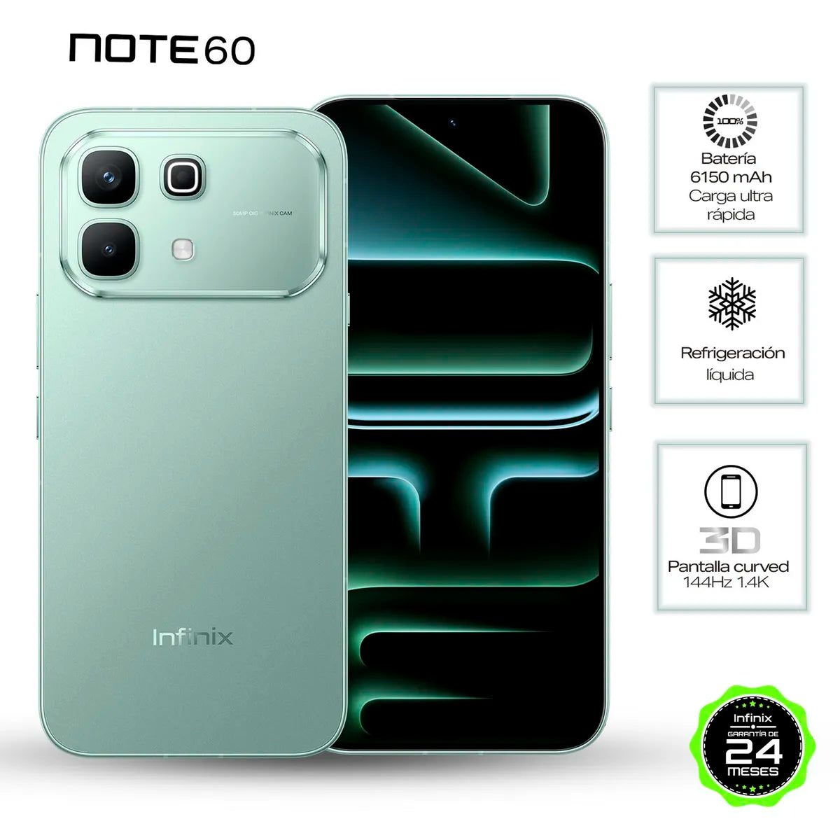 Celular Infinix Note 60 5G | 256GB 8GB RAM Batería 6500mAh AMOLED 144Hz