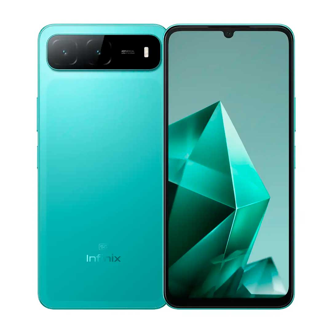 Infinix Hot 60i 5G verde, vista frontal del celular
