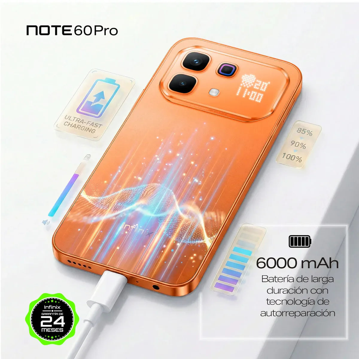 Celular Infinix Note 60 Pro | 256GB 8GB RAM AMOLED Curva 120Hz Cámara 108MP Carga 70W
