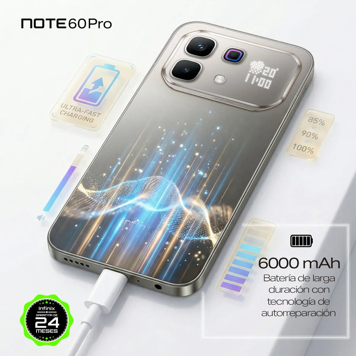 Celular Infinix Note 60 Pro | 256GB 8GB RAM AMOLED Curva 120Hz Cámara 108MP Carga 70W