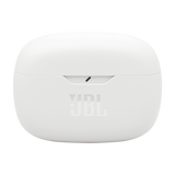 JBL Wave Beam 2, estuche de carga vista frontal blanca