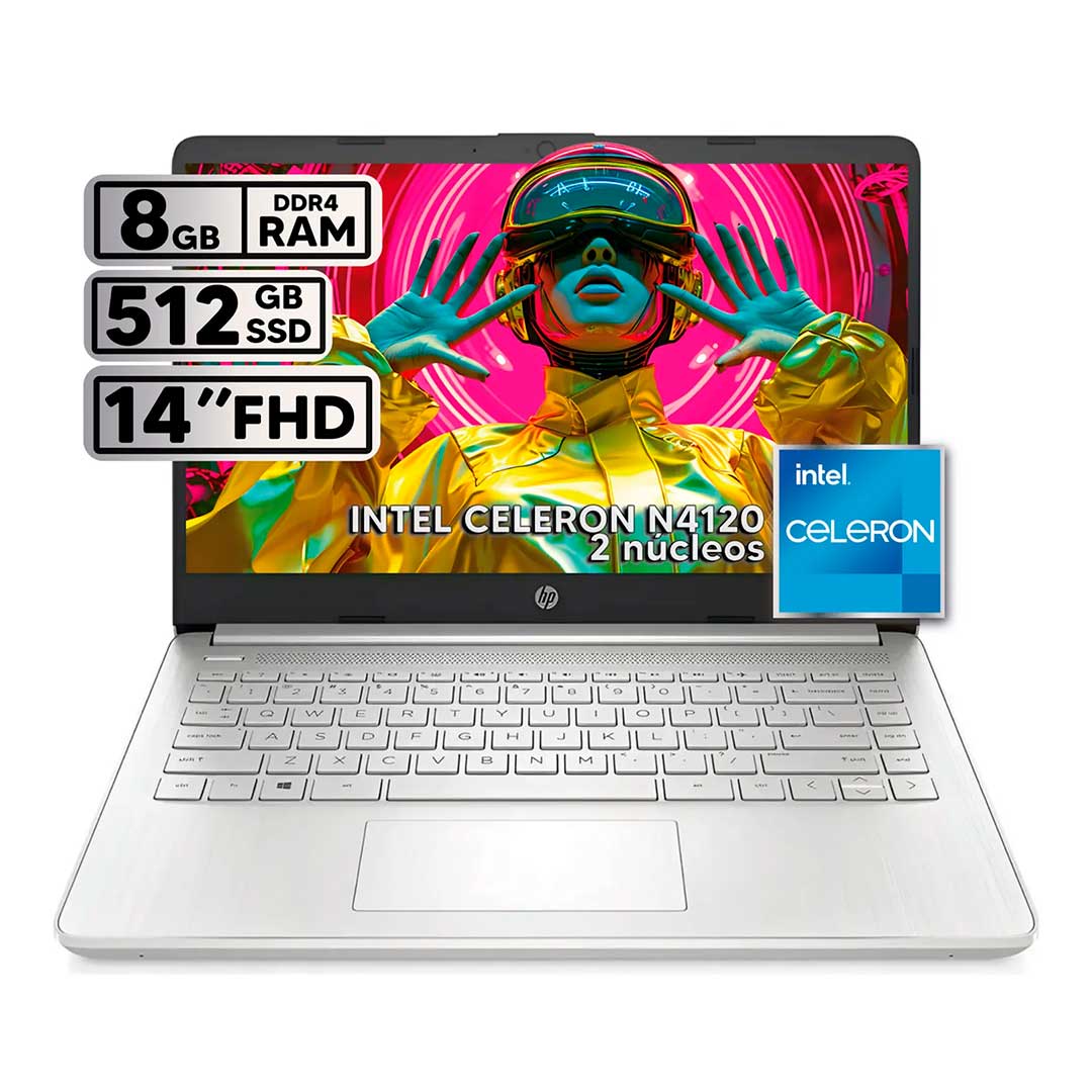 HP 14-DQ3502LA Celeron N4500 LED 14" SSD 512GB+8GB