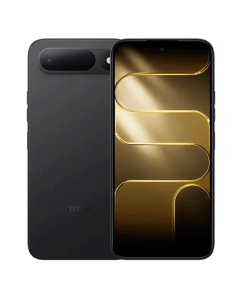 Celular Tecno Spark 50 5G frontal, diseño moderno y pantalla grande