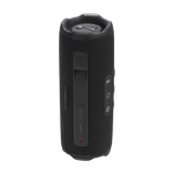 JBL Flip 7 vista trasera negra, rejilla y logo