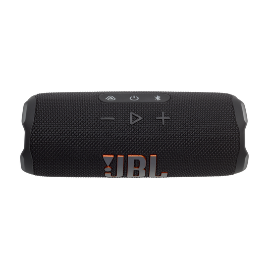 JBL Flip 7 vista superior negra, botones de control