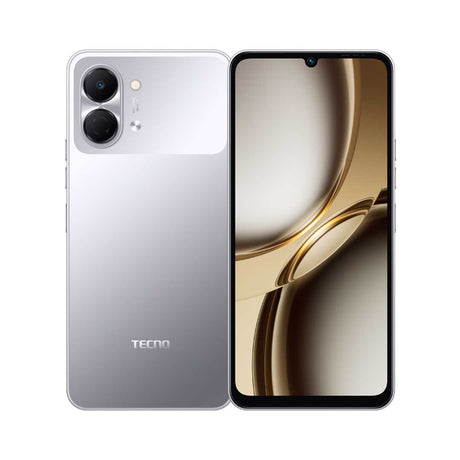 Tecno Spark Go 3 gris, vista trasera del smartphone