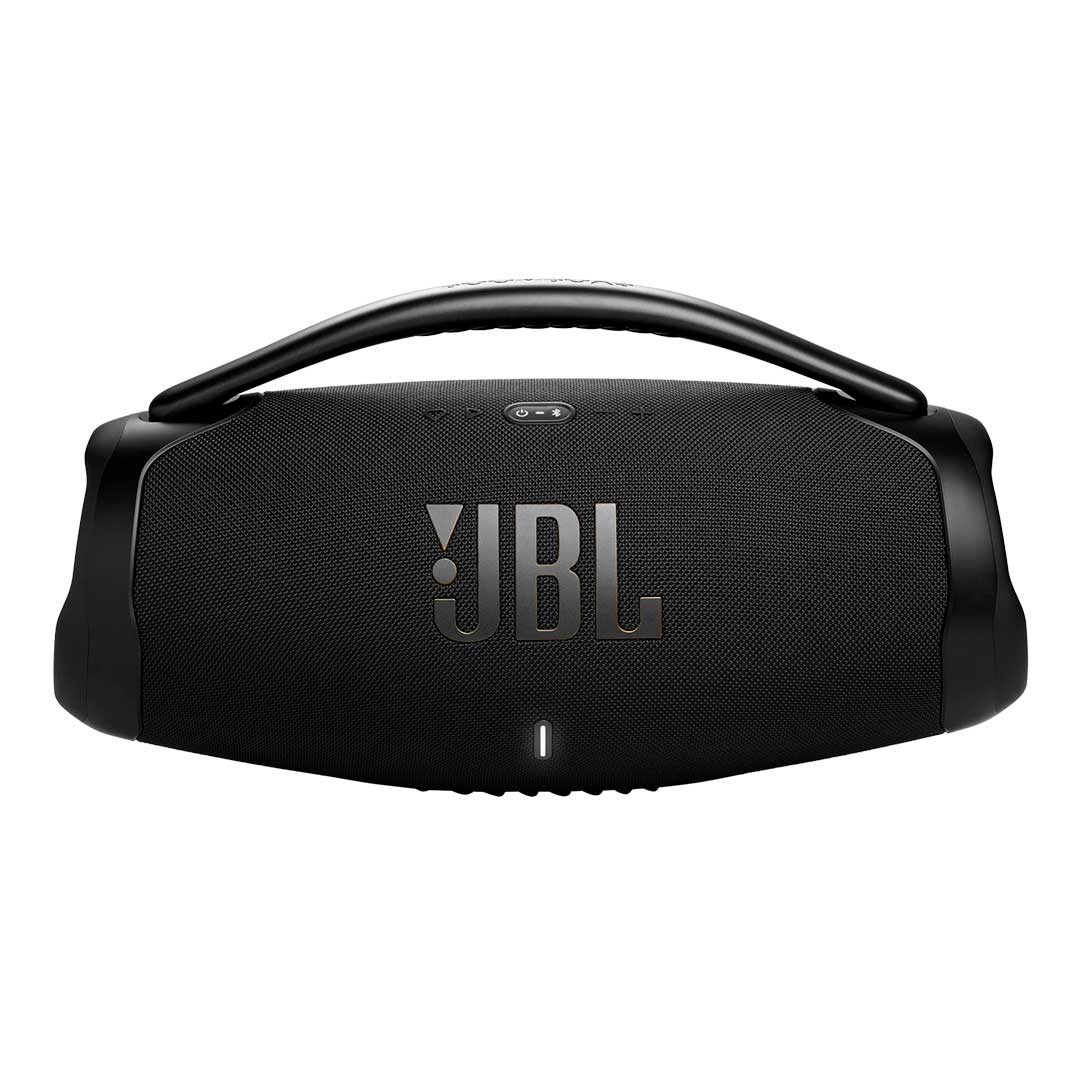 JBL Boombox 3 vista frontal mostrando rejilla y logo