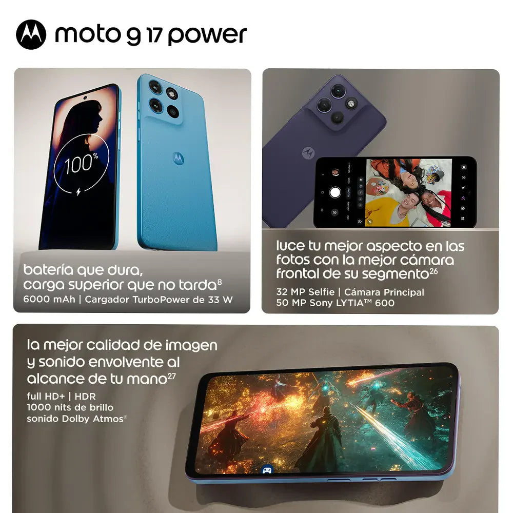Celular Motorola Moto G17 Power | 256GB 4GB RAM Batería 6000mAh Cámara 50MP