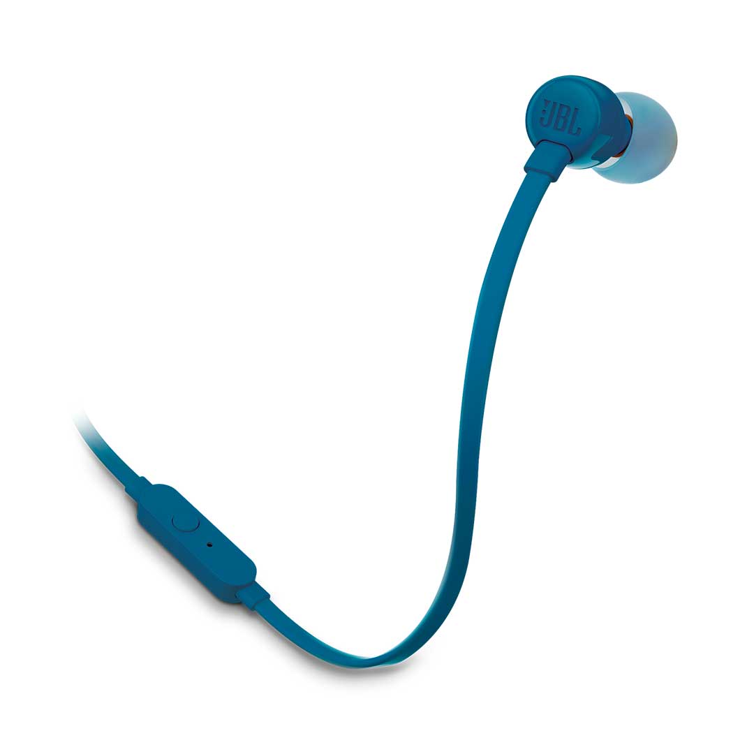 JBL Tune 110 vista trasera con micrófono manos libres incluido