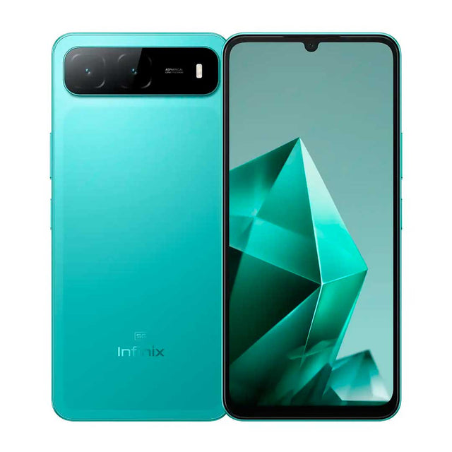 Infinix Hot 60i 5G verde, vista frontal del celular